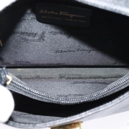 Salvatore Ferragamo Gancio Flap Hobo Leather, BLACK, LEATHER, Shoulder bag