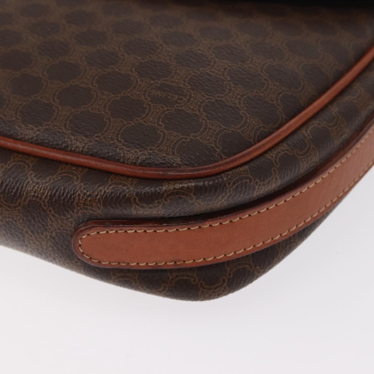 Celine Vintage Macadam Shoulder Bag Canvas and Leather, BROWN, CANVAS, Shoulder bag