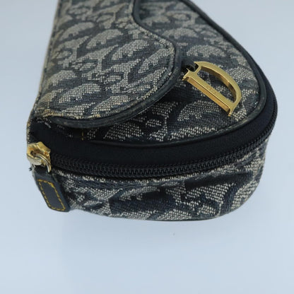 Christian Dior Vintage Saddle Coin Purse Diorissimo Canvas, NAVY, CANVAS, Clutche & pouche