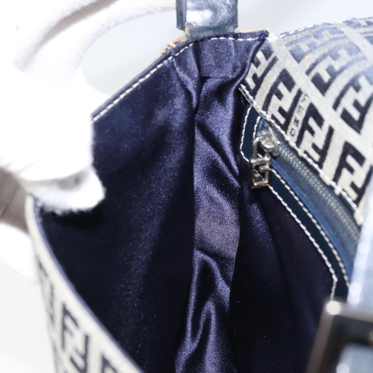 Fendi Mamma Baguette Shoulder Bag Canvas, NAVY, CANVAS, Shoulder bag