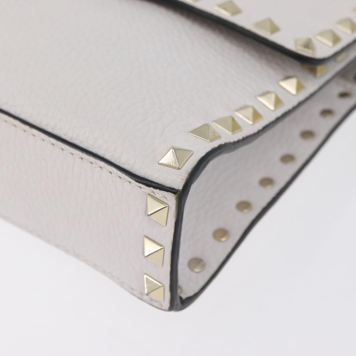 Valentino Garavani Rockstud Flip Lock Flap Bag Leather, WHITE, LEATHER, Shoulder bag