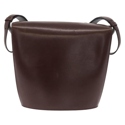 Celine Circle Logo Shoulder Bag Leather, BROWN, LEATHER, Shoulder bag