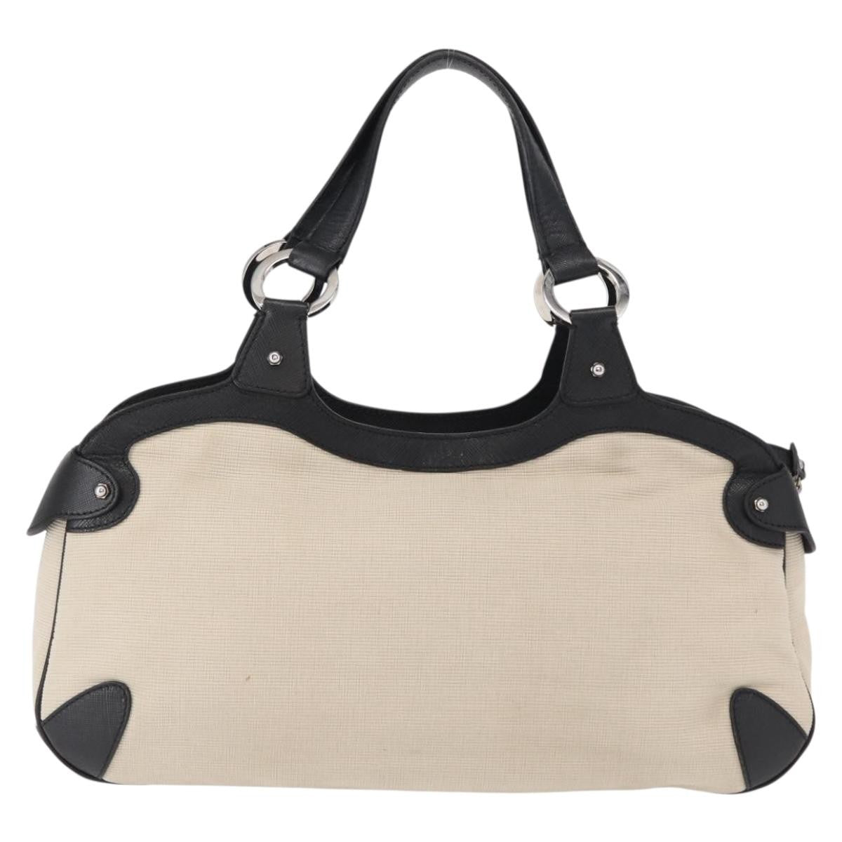 Salvatore Ferragamo Gancini handbag Canvas and Leather, SILVER, CANVAS, Handbag