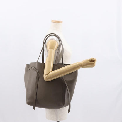 Celine Phantom Tie Cabas Tote Leather, GRAY, LEATHER, Tote bag