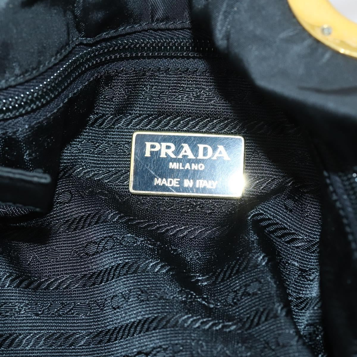 Prada Convertible Metal Handle Satchel Quilted Tessuto, BLACK, NYLON, Tote bag