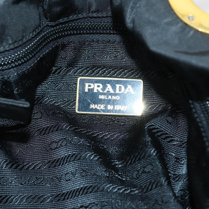 Prada Convertible Metal Handle Satchel Quilted Tessuto, BLACK, NYLON, Tote bag
