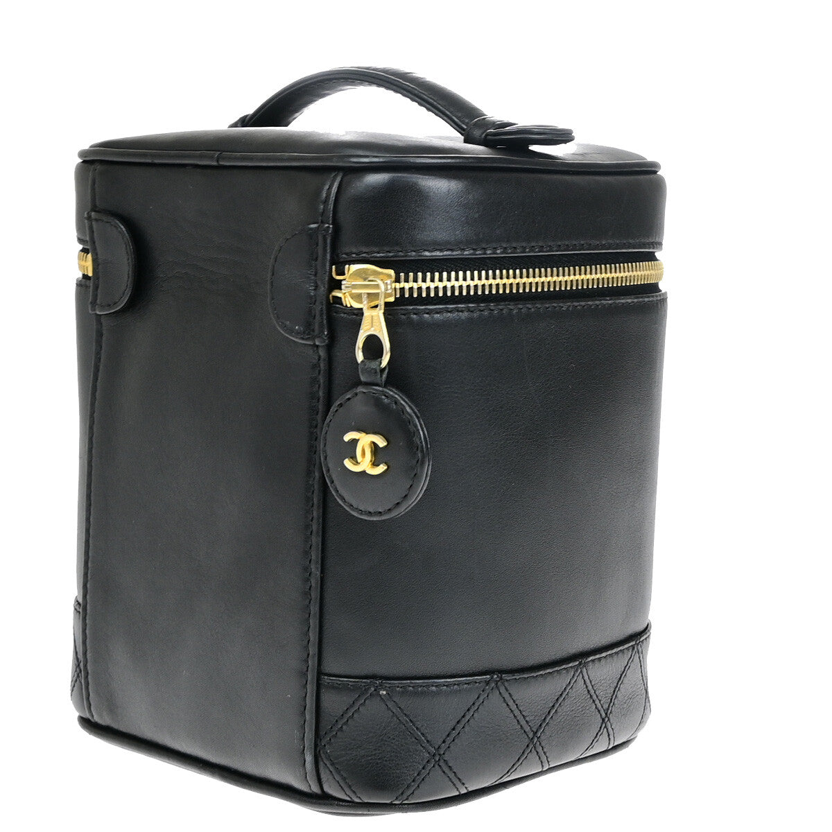Chanel Vanity pouch Leather, BLACK, LEATHER, Toiletry Case