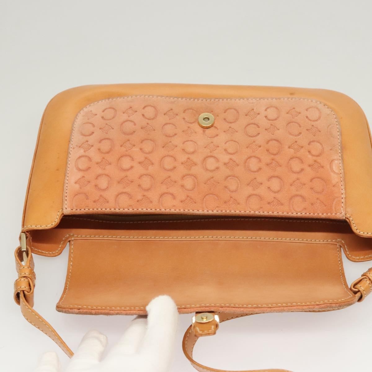 Celine Vintage Macadam Shoulder Bag Canvas and Leather, PINK, CANVAS, Shoulder bag