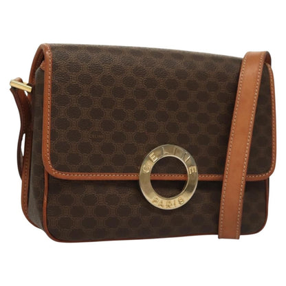 Celine Macadam Shoulder Bag PVC Leather, BROWN, CANVAS, Shoulder bag