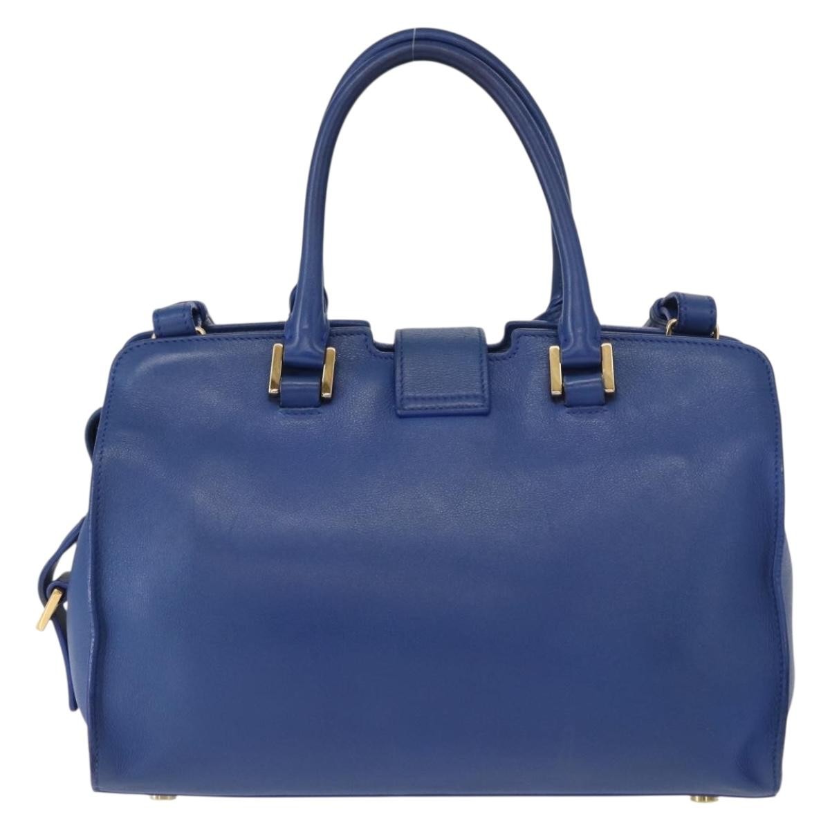 Saint Laurent Monogram Cabas Leather, BLUE, LEATHER, Handbag