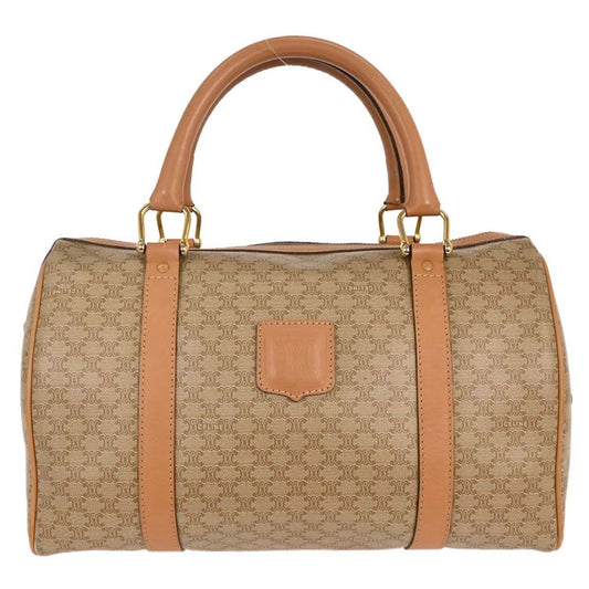 Celine Vintage Duffle Bag Canvas and Leather, BEIGE, PVC, Travel bag