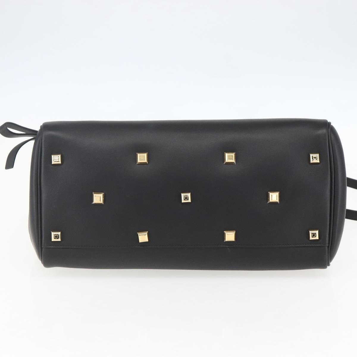 Salvatore Ferragamo Studio Satchel Leather, BLACK, LEATHER, Handbag
