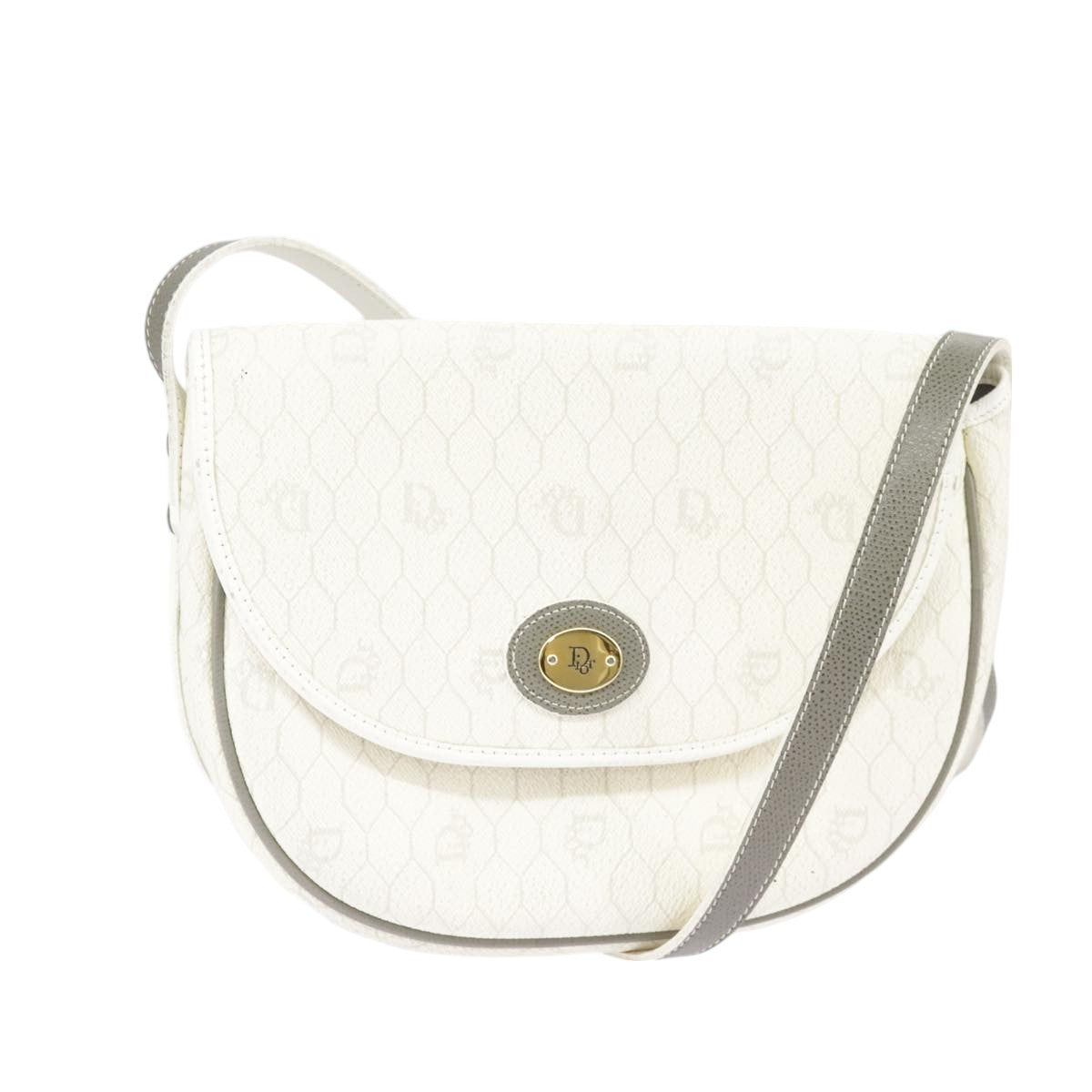 Christian Dior Vintage Honeycomb Shoulder Bag Canvas, WHITE, CANVAS, Shoulder bag