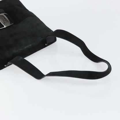 Salvatore Ferragamo Vala Shoulder Bag Suede, BLACK, SUEDE, Shoulder bag