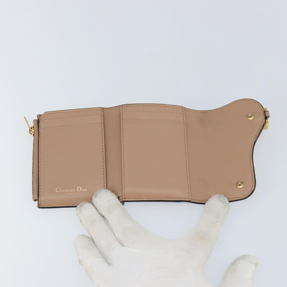 Christian Dior Saddle Lotus Wallet Leather, BEIGE, LEATHER, Wallets