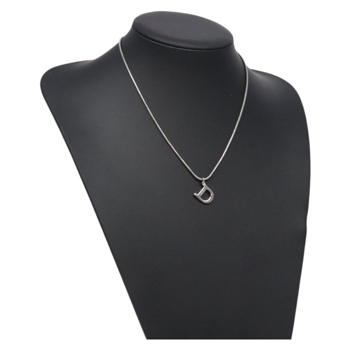 Christian Dior D logo Pendant Necklace Metal, SILVER, METAL, Necklace