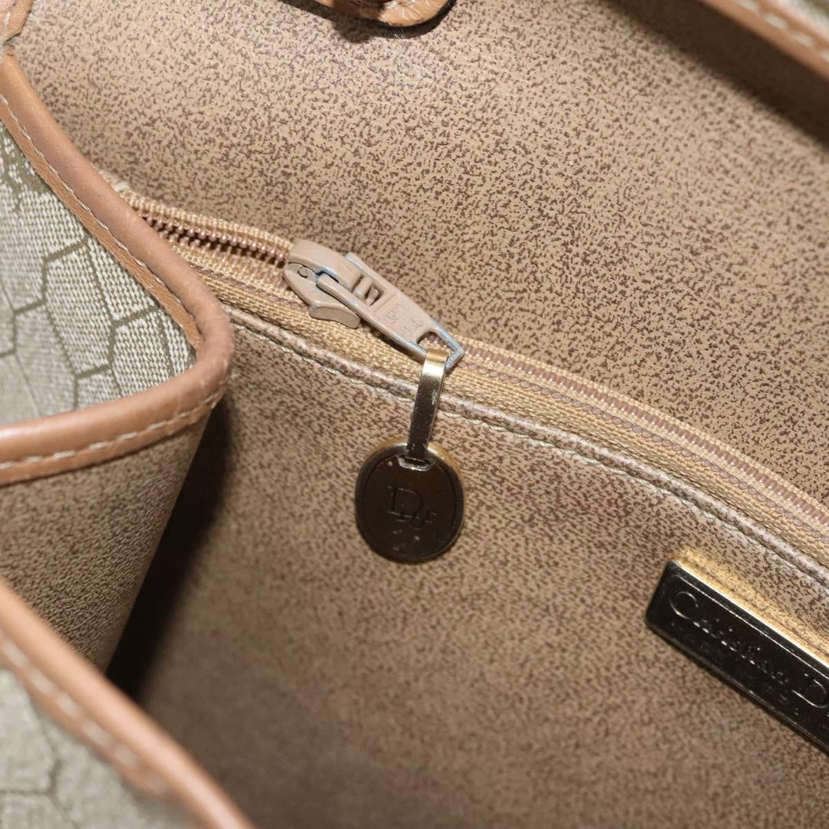 Christian Dior Vintage Honeycomb Handbag Canvas Leather, BEIGE, CANVAS, Handbag