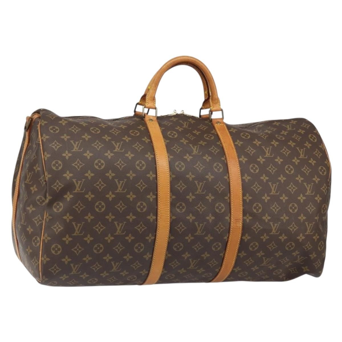Louis Vuitton Keepall Bandouliere Bag Monogram Canvas, BROWN, CANVAS, Travel bag