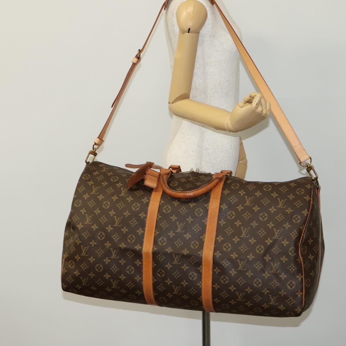 Louis Vuitton Keepall Bandouliere Bag Monogram Canvas, BROWN, CANVAS, Travel bag