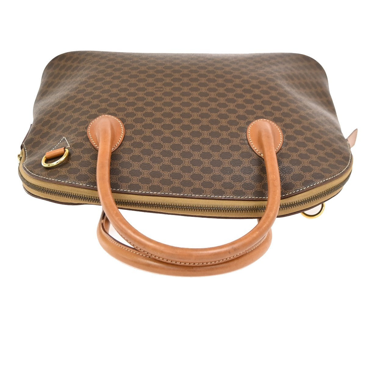Celine Vintage Macadam Handbag Canvas and Leather, BROWN, CANVAS, Handbag