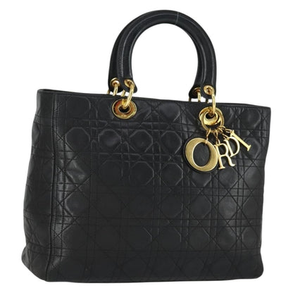 Christian Dior Vintage Lady Dior Bag Cannage Quilt Lambskin, BLACK, LEATHER, Handbag