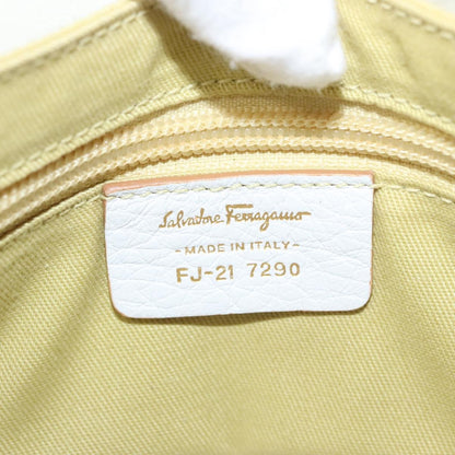 Salvatore Ferragamo Gancini Shoulder Bag Leather, WHITE, LEATHER, Shoulder bag