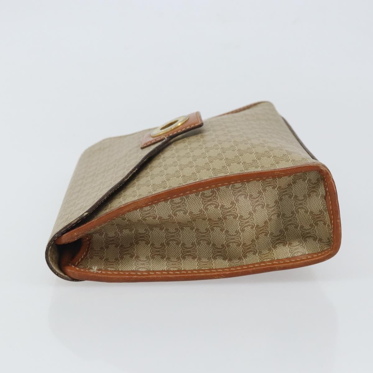 Celine Circle Logo Macadam Pouch Canvas and Leather, BEIGE, CANVAS, Clutche & pouche