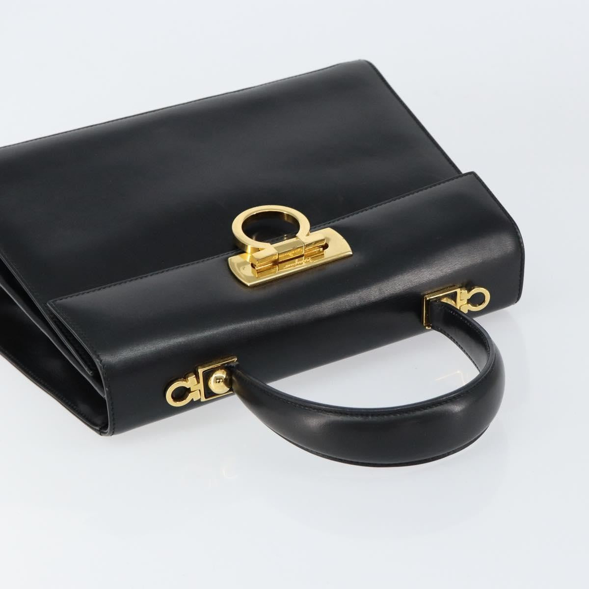 Salvatore Ferragamo Convertible Top Handle Bag Leather, BLACK, LEATHER, Handbag