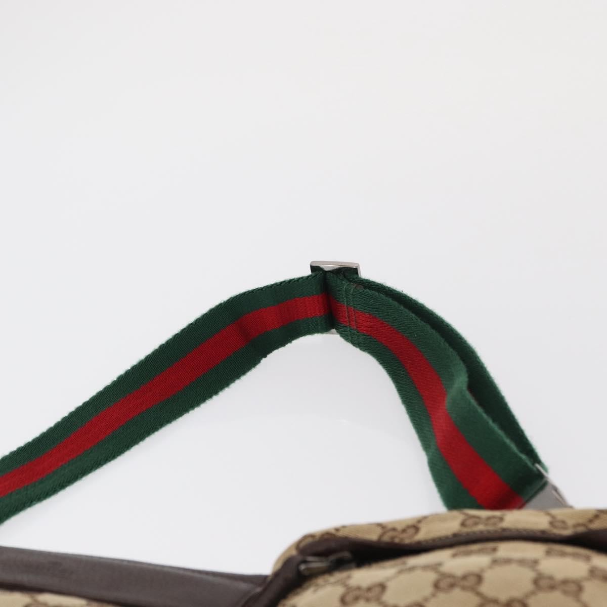Gucci Vintage Double Belt Bag GG Canvas with Leather, BEIGE, CANVAS, Clutche & pouche
