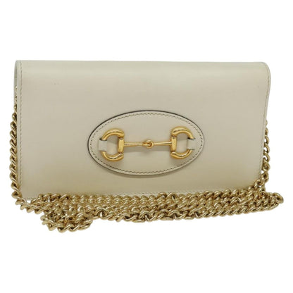 Gucci Horsebit 1955 Chain Wallet Leather, WHITE, LEATHER, Wallets