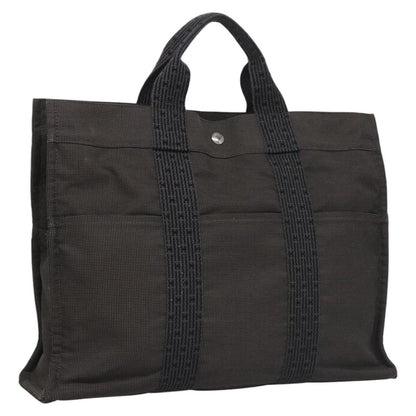 Hermes Fourre-tout Herline Canvas, GRAY, CANVAS, Tote bag