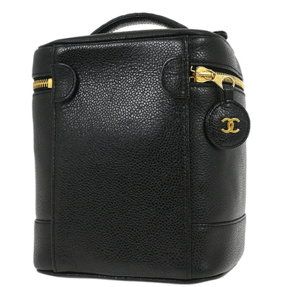 Chanel Vintage Timeless Cosmetic Case Caviar, BLACK, LEATHER, Handbag