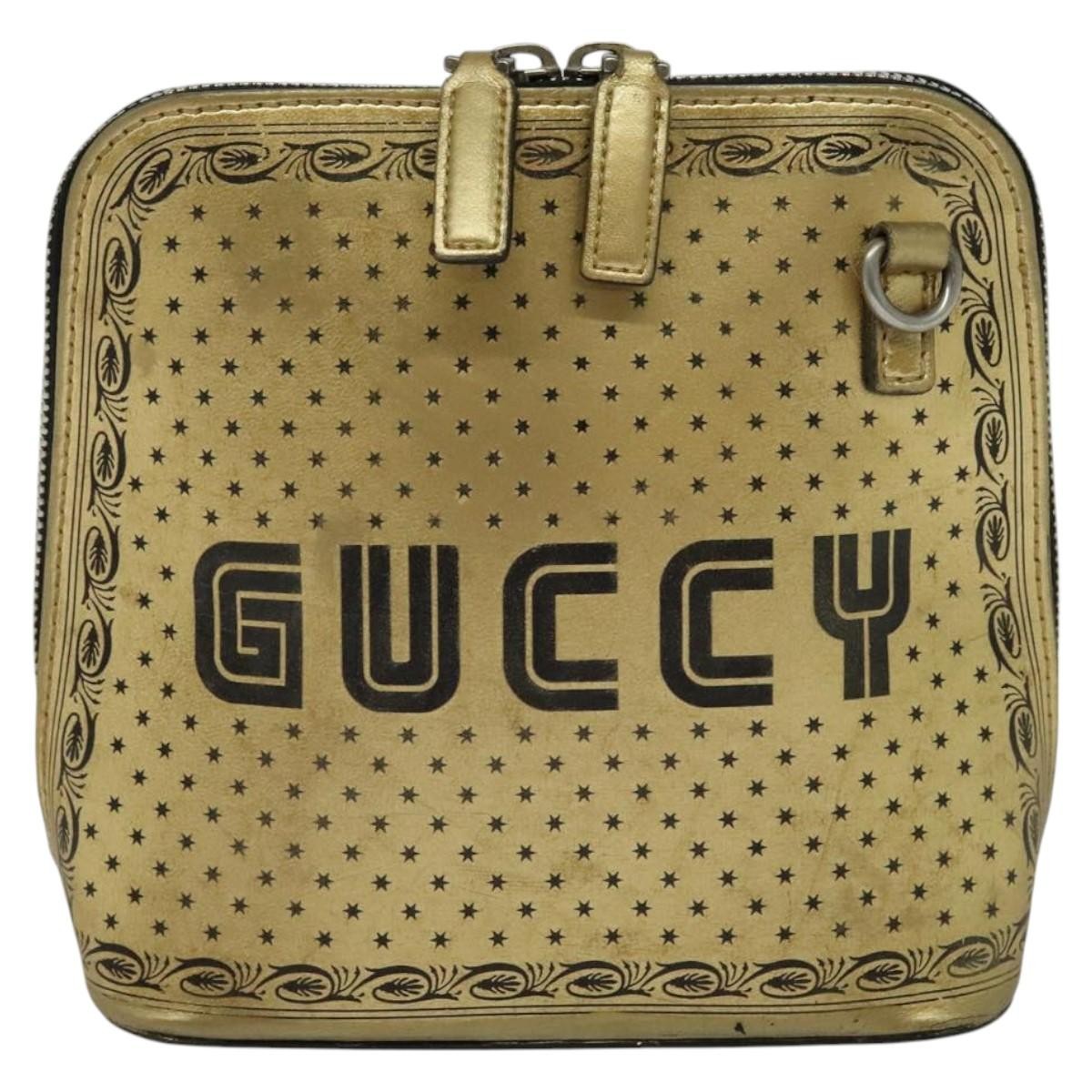 Gucci Dome Crossbody Bag Limited Edition Printed Leather, GOLD, LEATHER, Shoulder bag