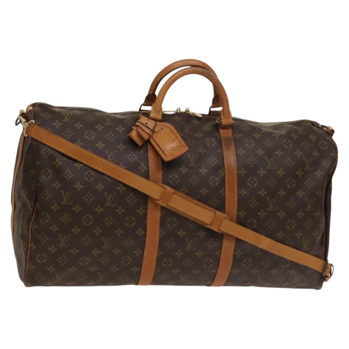 Louis Vuitton Keepall Bandouliere Bag Monogram Canvas, BROWN, CANVAS, Travel bag