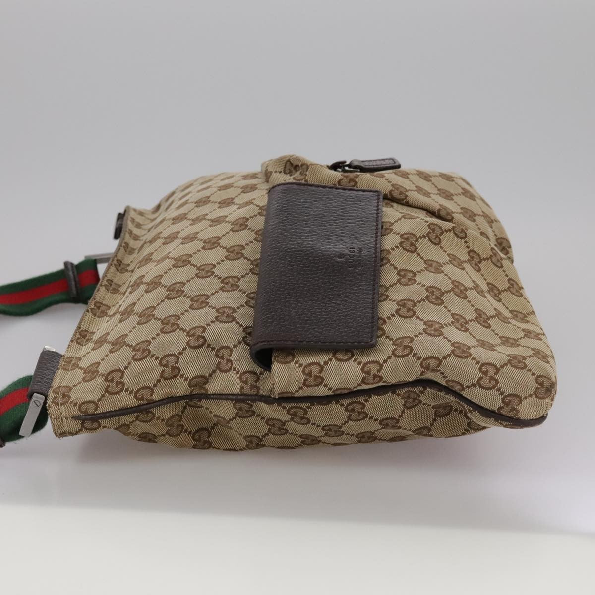 Gucci Double Pocket Web Messenger GG Canvas, Brown, Canvas, Shoulder Bag