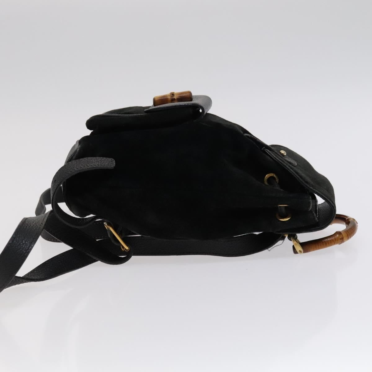 Gucci Gucci bamboo backpack daim, Black, Suede, Backpack