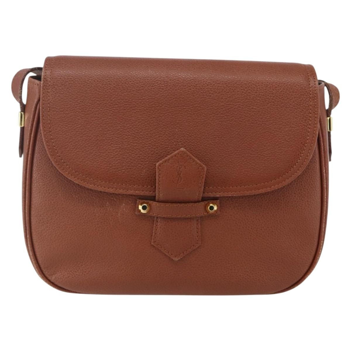 Saint Laurent Vintage Shoulder Bag Leather, BROWN, LEATHER, Shoulder bag