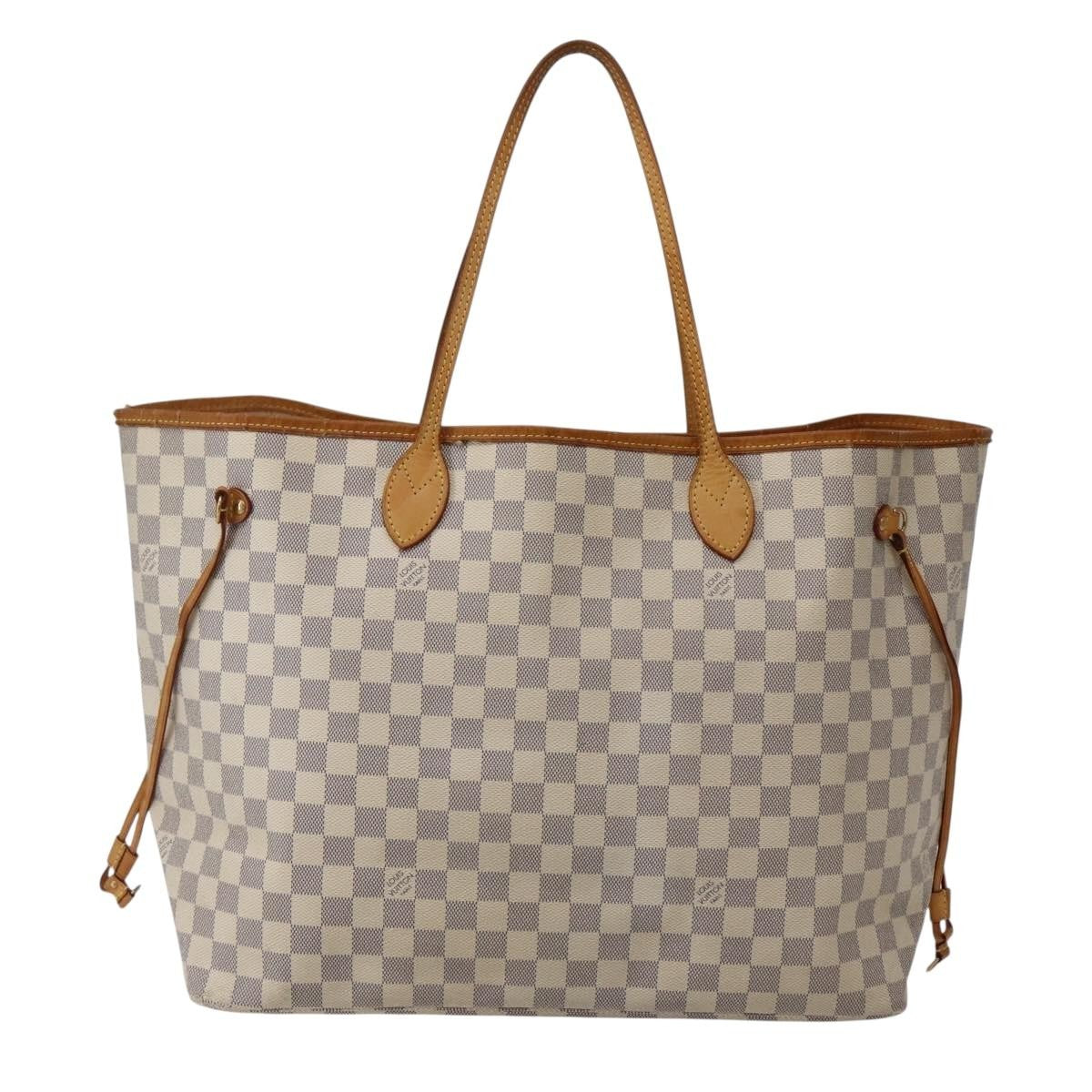 Louis Vuitton Neverfull Tote Damier azur, WHITE, CANVAS, Tote bag