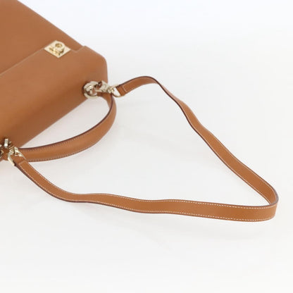 Salvatore Ferragamo Gancini handbag Leather, BROWN, LEATHER, Handbag