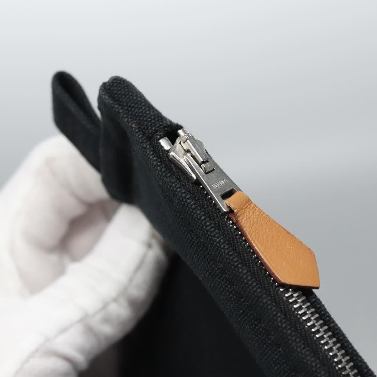 Hermes Bora Bora Pouch Toile, BLACK, CANVAS, Tote bag