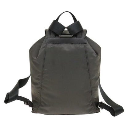 Prada Front Zip Drawstring Backpack Tessuto, GRAY, NYLON, Backpack