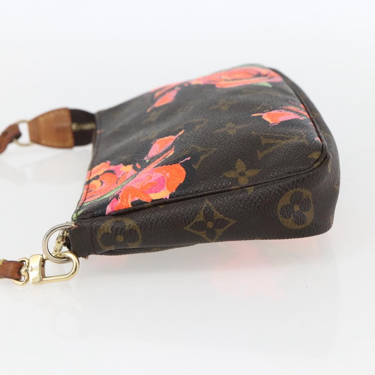 Louis Vuitton Pochette Accessoires Limited Edition Monogram Roses, BROWN, CANVAS, Clutche & pouche