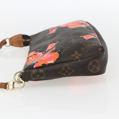 Louis Vuitton Pochette Accessoires Limited Edition Monogram Roses, BROWN, CANVAS, Clutche & pouche