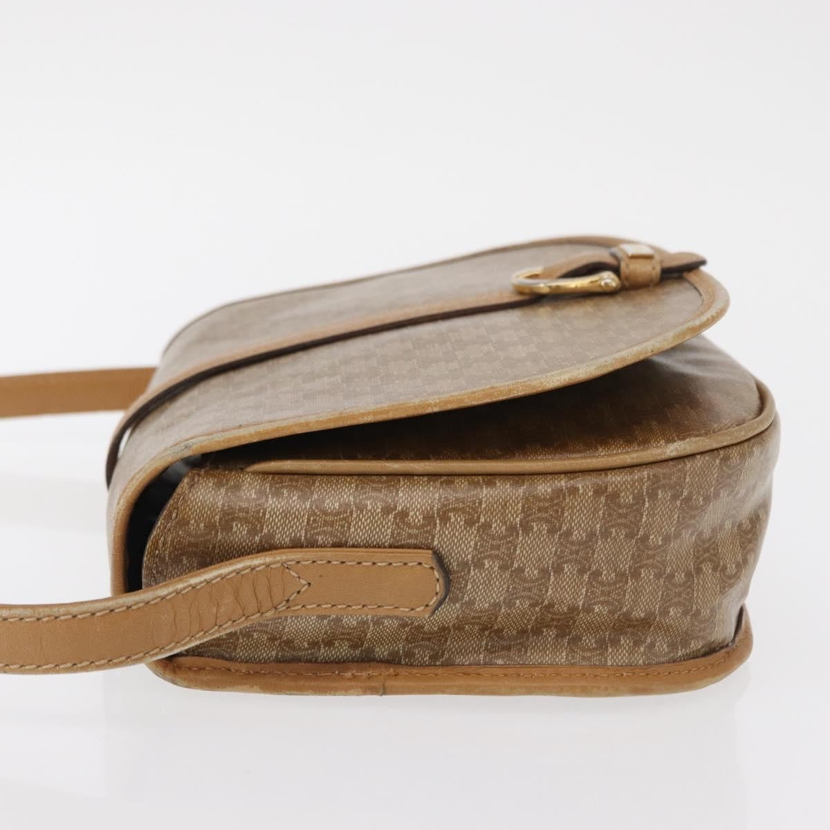 Celine Vintage Macadam Shoulder Bag Canvas and Leather, BEIGE, CANVAS, Shoulder bag