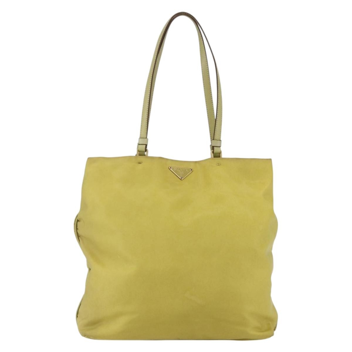 Prada Vintage Tote Tessuto, YELLOW, NYLON, Tote bag