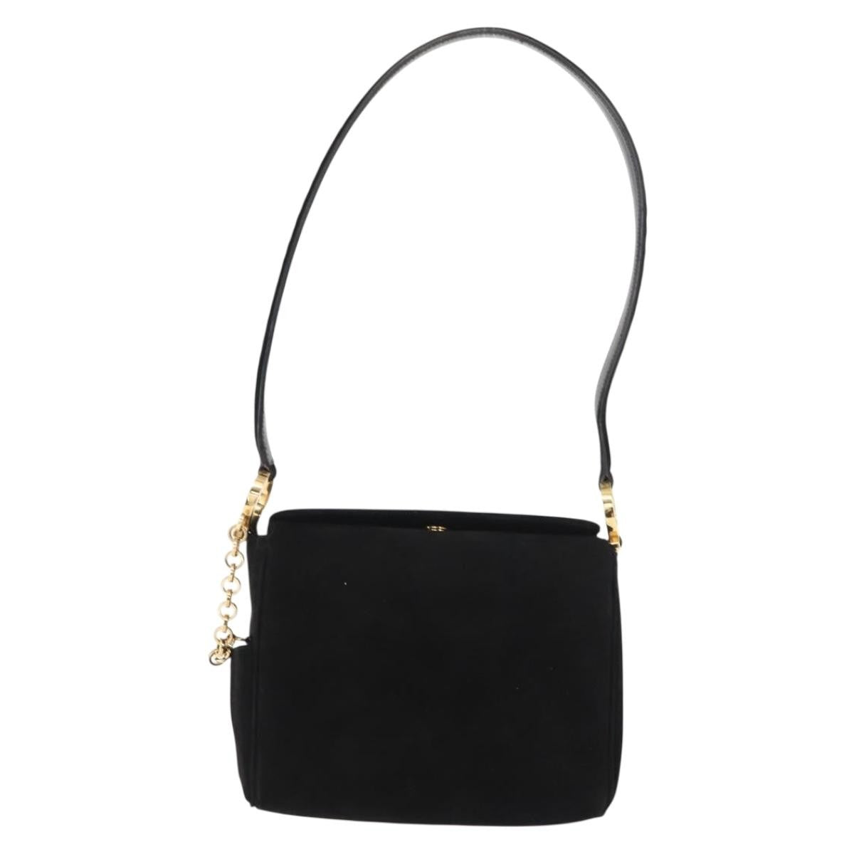 Salvatore Ferragamo Gancini Shoulder Bag Suede, BLACK, SUEDE, Shoulder bag
