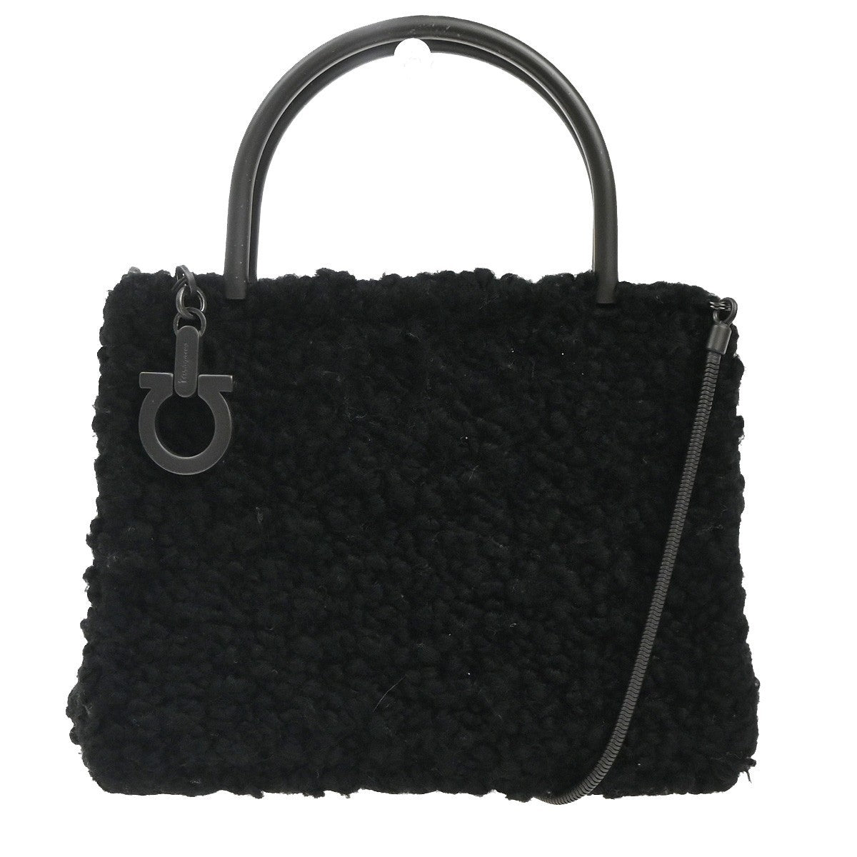 Salvatore Ferragamo Gancini handbag Wool, BLACK, WOOL, Handbag