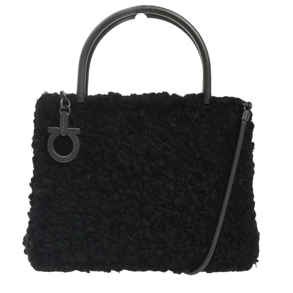 Salvatore Ferragamo Gancini handbag Wool, BLACK, WOOL, Handbag