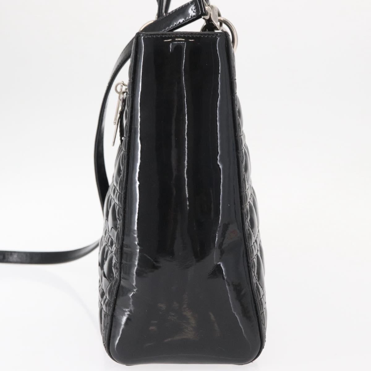 Christian Dior Lady Dior Bag Cannage Quilt Patent, BLACK, PATENT_LEATHER, Handbag