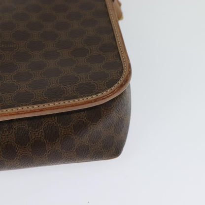 Celine Vintage Macadam Circle Logo Shoulder Bag Canvas and Leather, Brown, Canvas, Shoulder Bag
